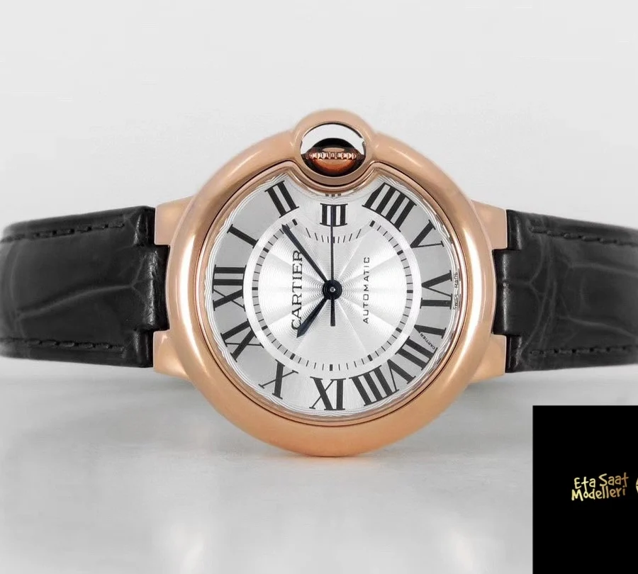 Replica Ballon Bleu de Cartier 33mm Paslanmaz Çelik ve Pembe Altın Kadın Saat Görseli