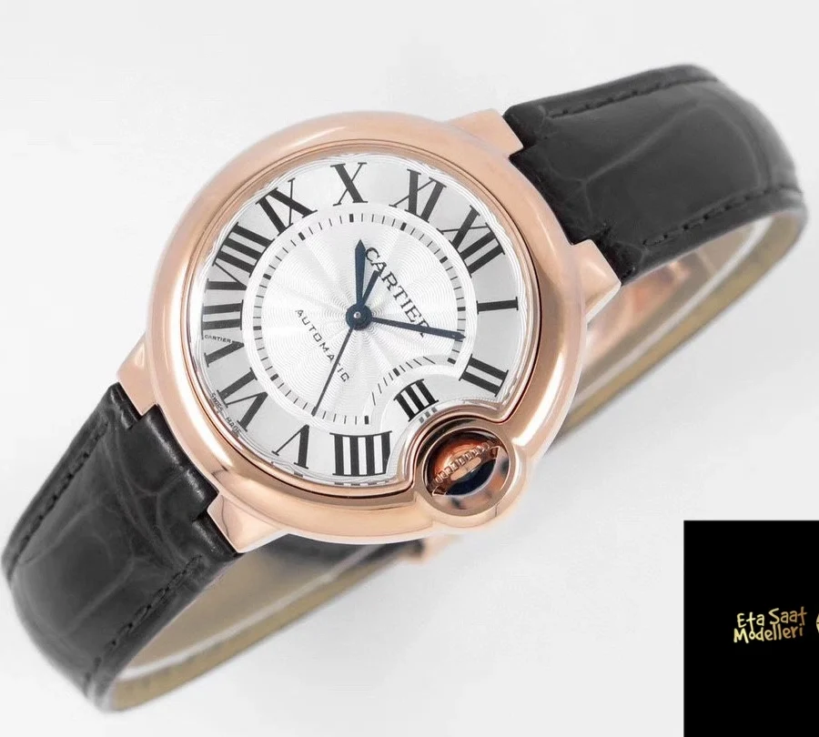 Replica Ballon Bleu de Cartier 33mm Paslanmaz Çelik ve Pembe Altın Kadın Saat Görseli