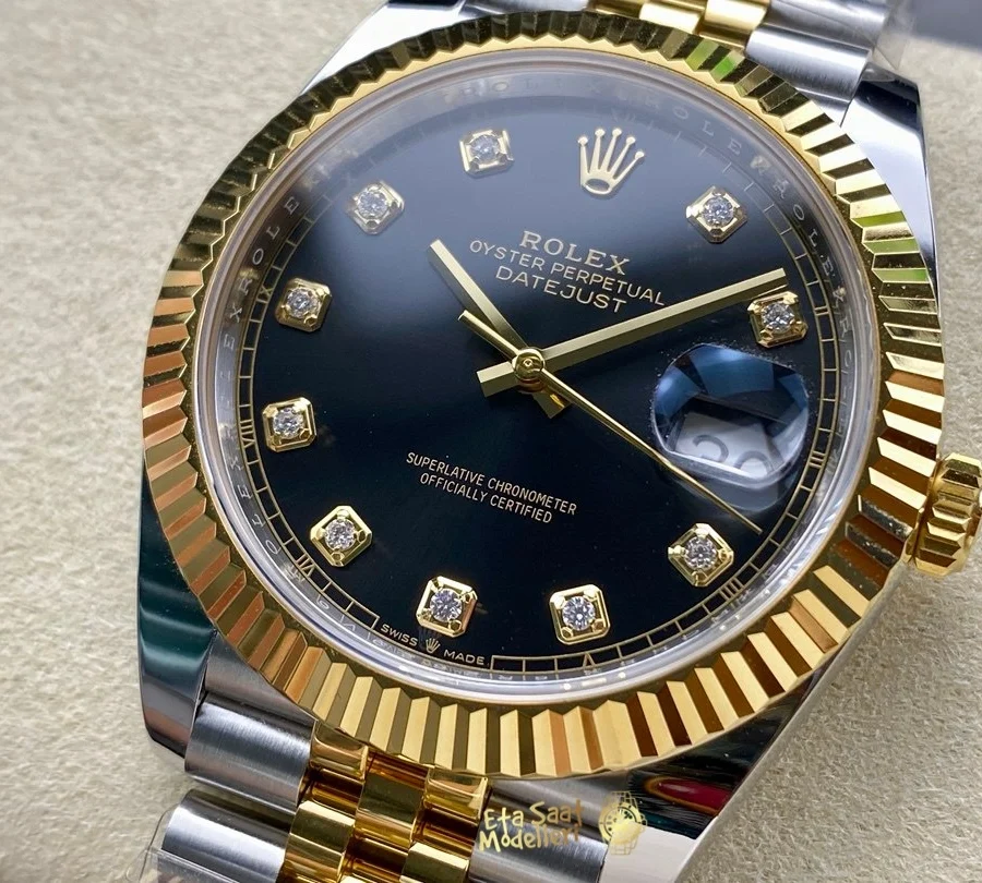 Replica Rolex Datejust 41 M126333 0006 Siyah Kadran Pırlanta İndeksli Erkek Saat