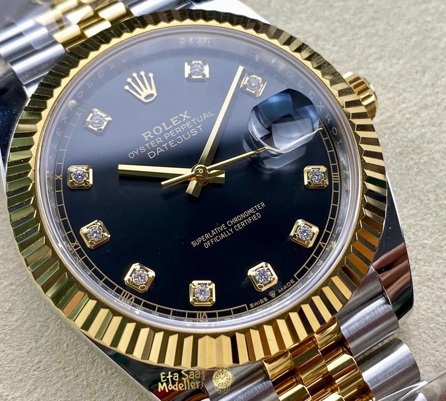 Replica Rolex Datejust 41 M126333 0006 Siyah Kadran Pırlanta İndeksli Erkek Saat