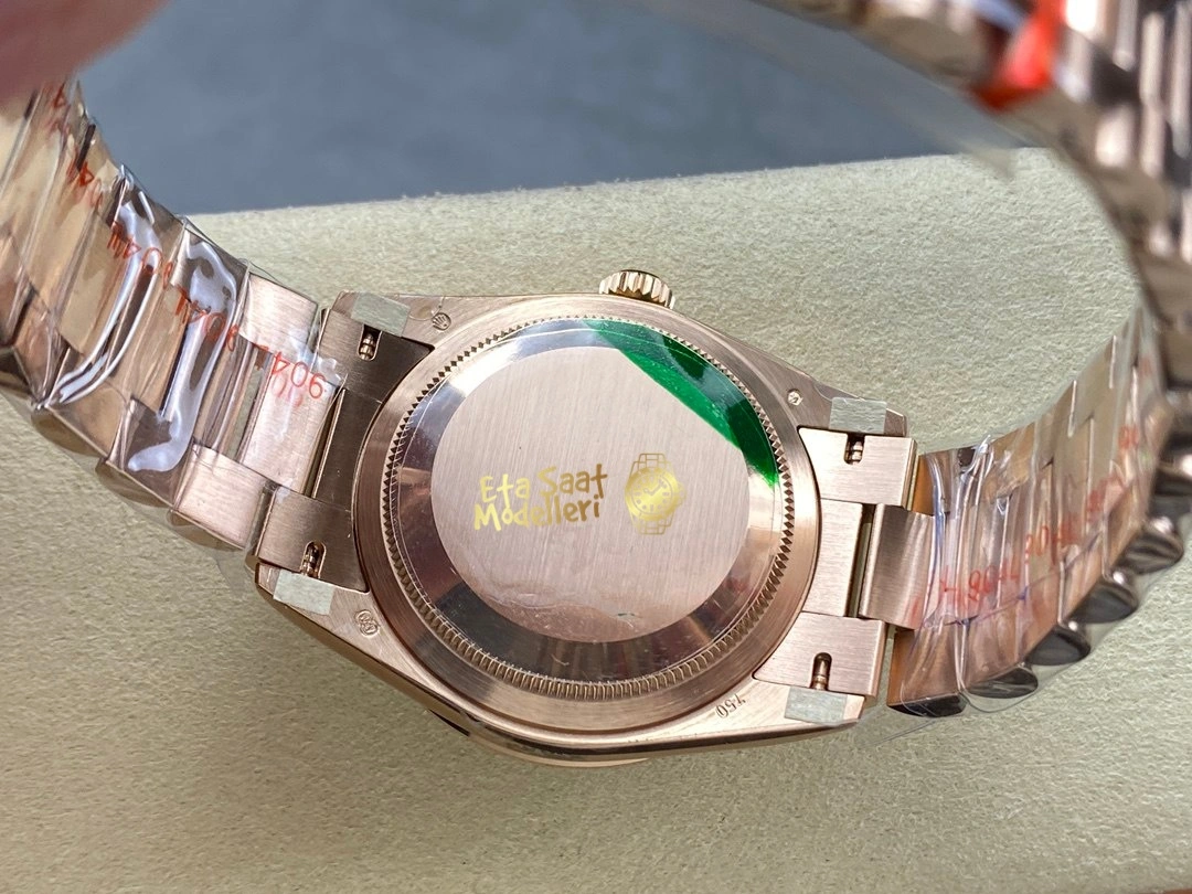 Replica Rolex Day-Date 36 Everose Altın Pırlanta Kaplı Kadran President Bilezik Erkek Saat