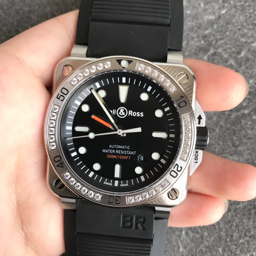 Replica Bell & Ross BR 03-92 Black Dial Diver 92-D-BL-ST/SRB Siyah Kadran Erkek Saat
