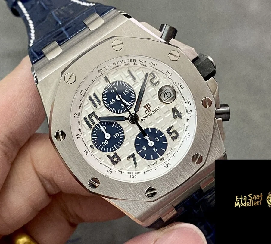 Replica Audemars Piguet Royal Oak Offshore 26170ST Mavi Kayış Paslanmaz Çelik Saat