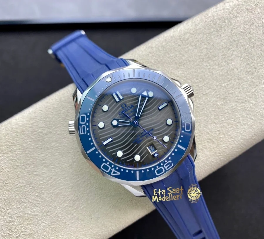 Replica Omega Seamaster Diver 300M Gri Kadran Mavi Bezel 42MM Saat