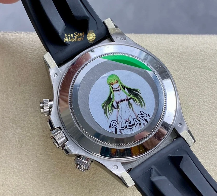 Replica Rolex Daytona 40mm Eye of the Tiger 116589TBR Beyaz Altın Pırlanta Bezel Oysterflex Kayış Erkek Saat